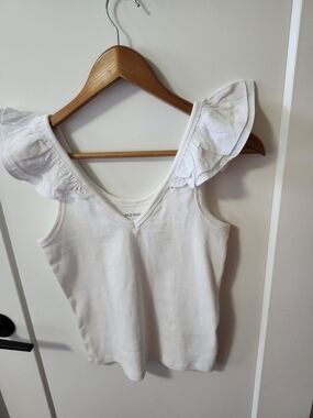 Old Navy White Ruffle Sleeve Tank Top